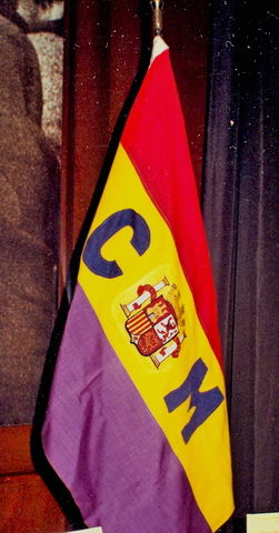 Bandera republicana que portaba el buque Sinaia con las siglas CM (Capitanía Mercante) 