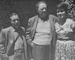 Faustino Mayo con el pintor Diego Rivera y su hija.
